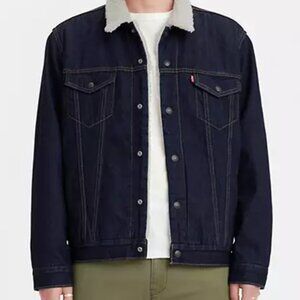 Men's Levi's Dark Wash Denim Sherpa Jacket